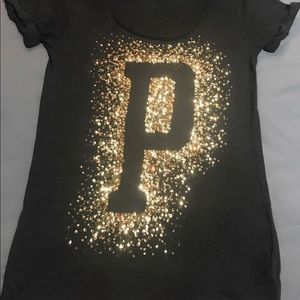 Victoria’s Secret PINK Black and Gold Sequin Shirt